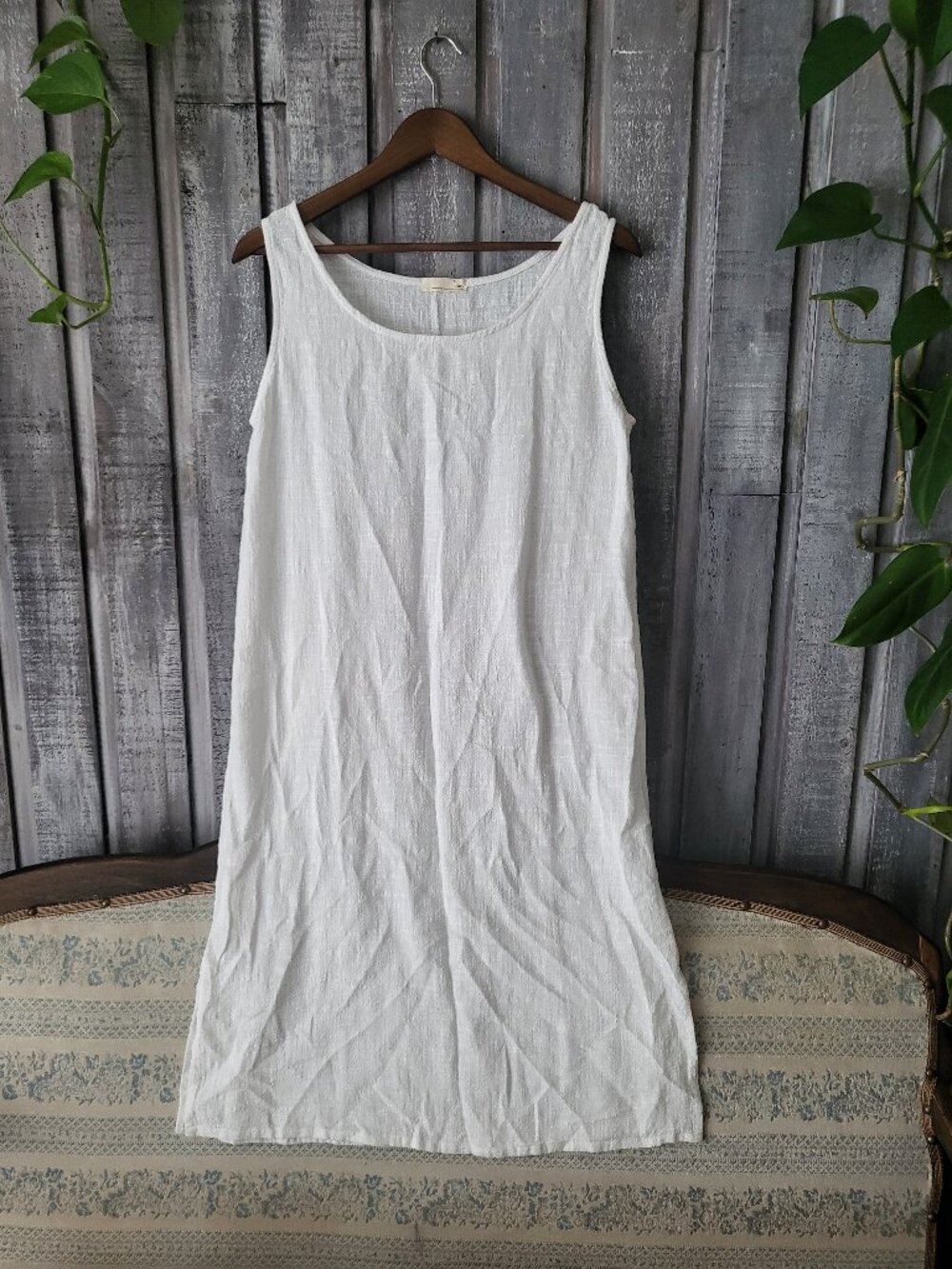 Japanese Linen Cotton Blend Sleeveless Midi Shift Dress